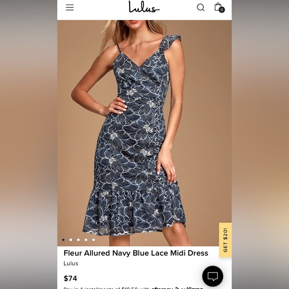 New with tags lulus fleur allured navy blue floral dress small mermaid - Picture 2 of 6